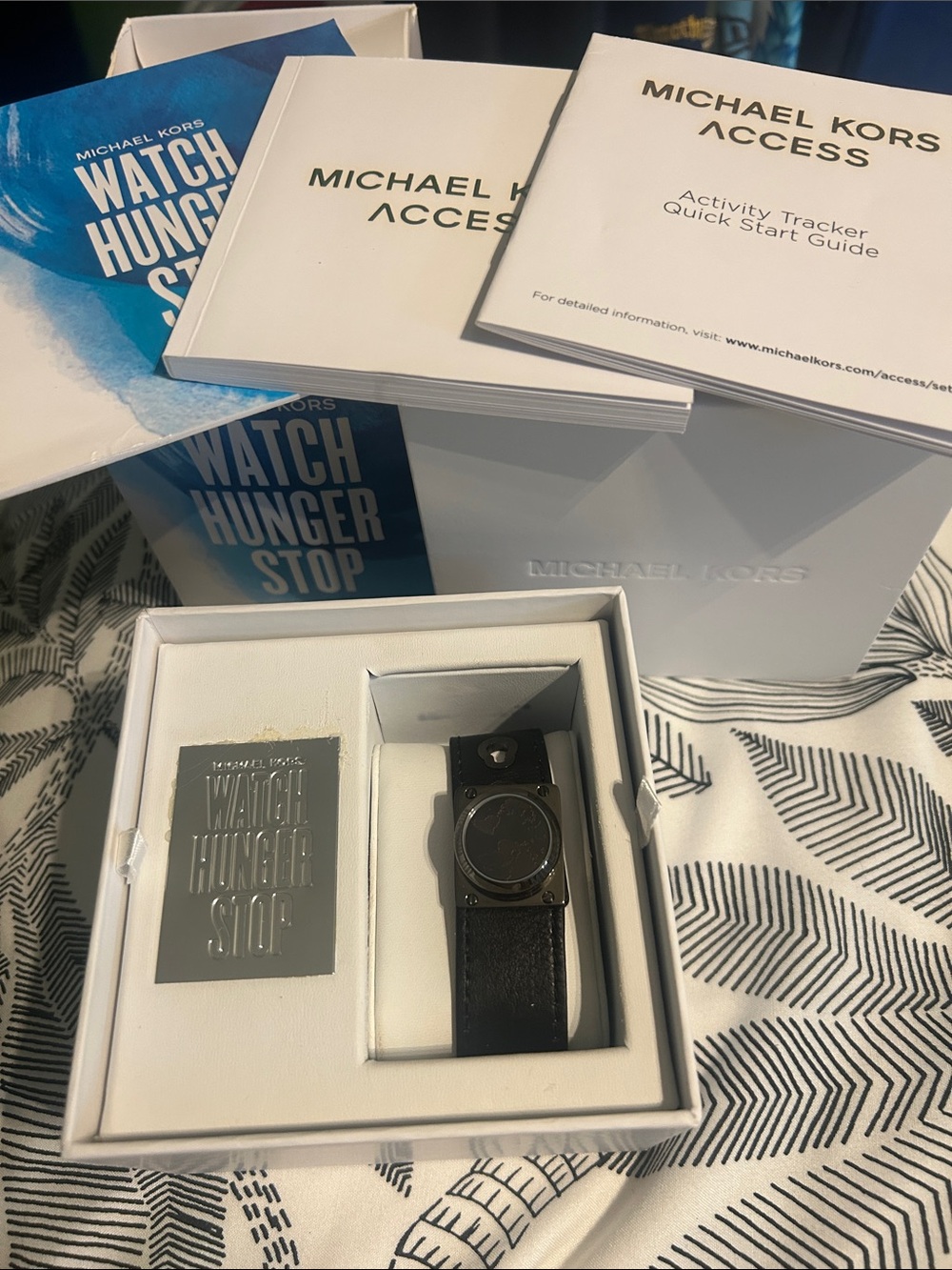 Michael Kors Black Leather Smartwatch with Dark Metal Case